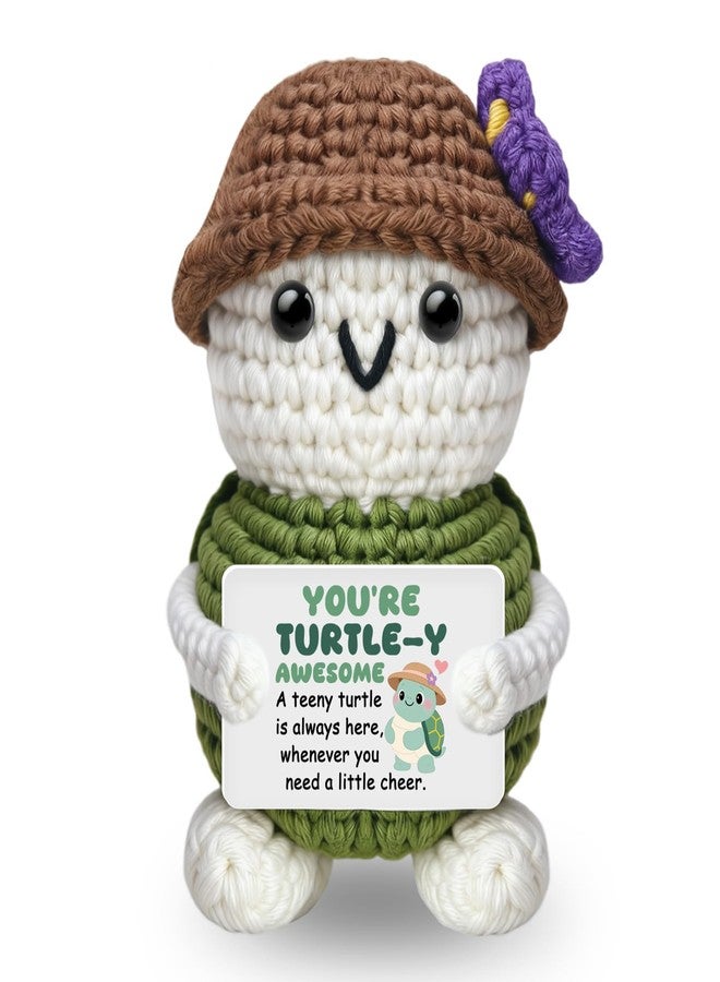 AICHPVOY Handmade Crochet Turtle Gifts, Birthday Gifts for Women Men Christmas, Back to School for Students, Inspirational Small Animals Cute Stuff Things, Handmade Emotional Positive Crochet Turtle Decor - Image 1